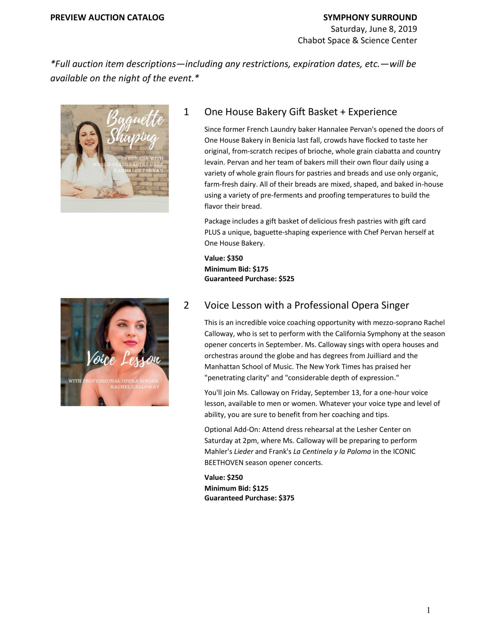 Auction Catalog Page 1